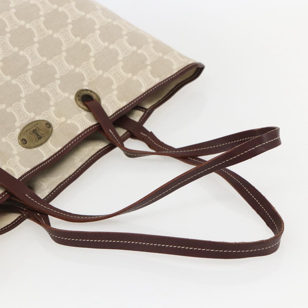 CELINE Triomphe Tote Bag Canvas Beige Auth bs31391