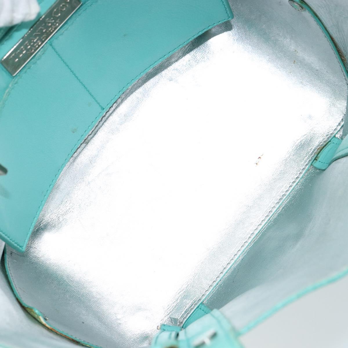 TIFFANY&Co. Hand Bag Leather Turquoise Blue Silver Auth bs31392