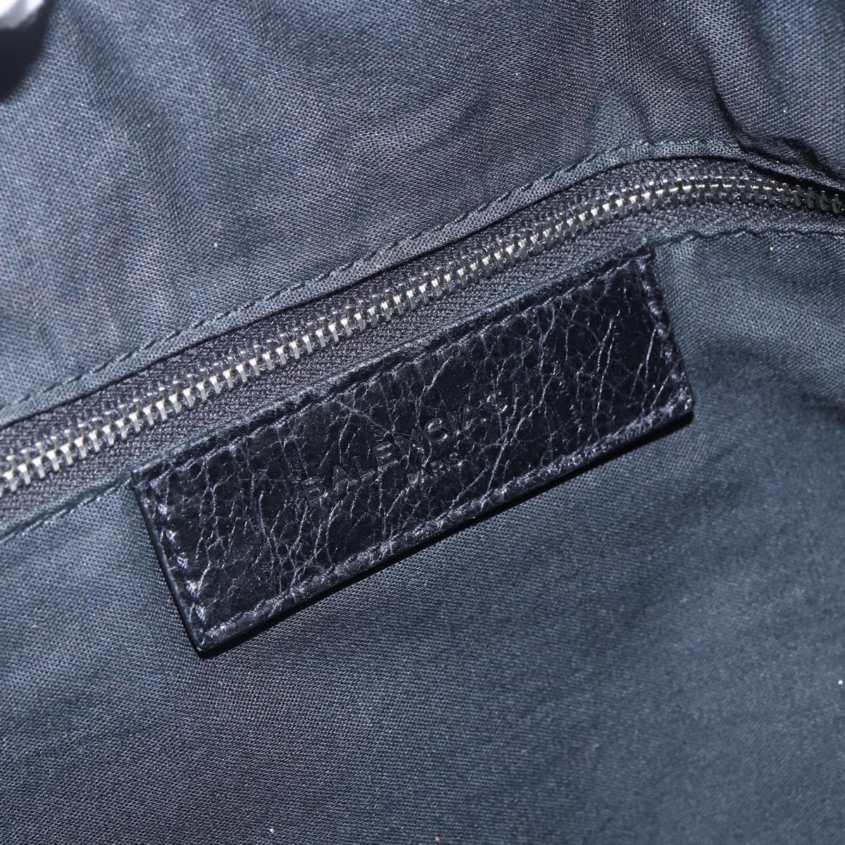 BALENCIAGA Business Bag Leather Black Silver Auth bs31393