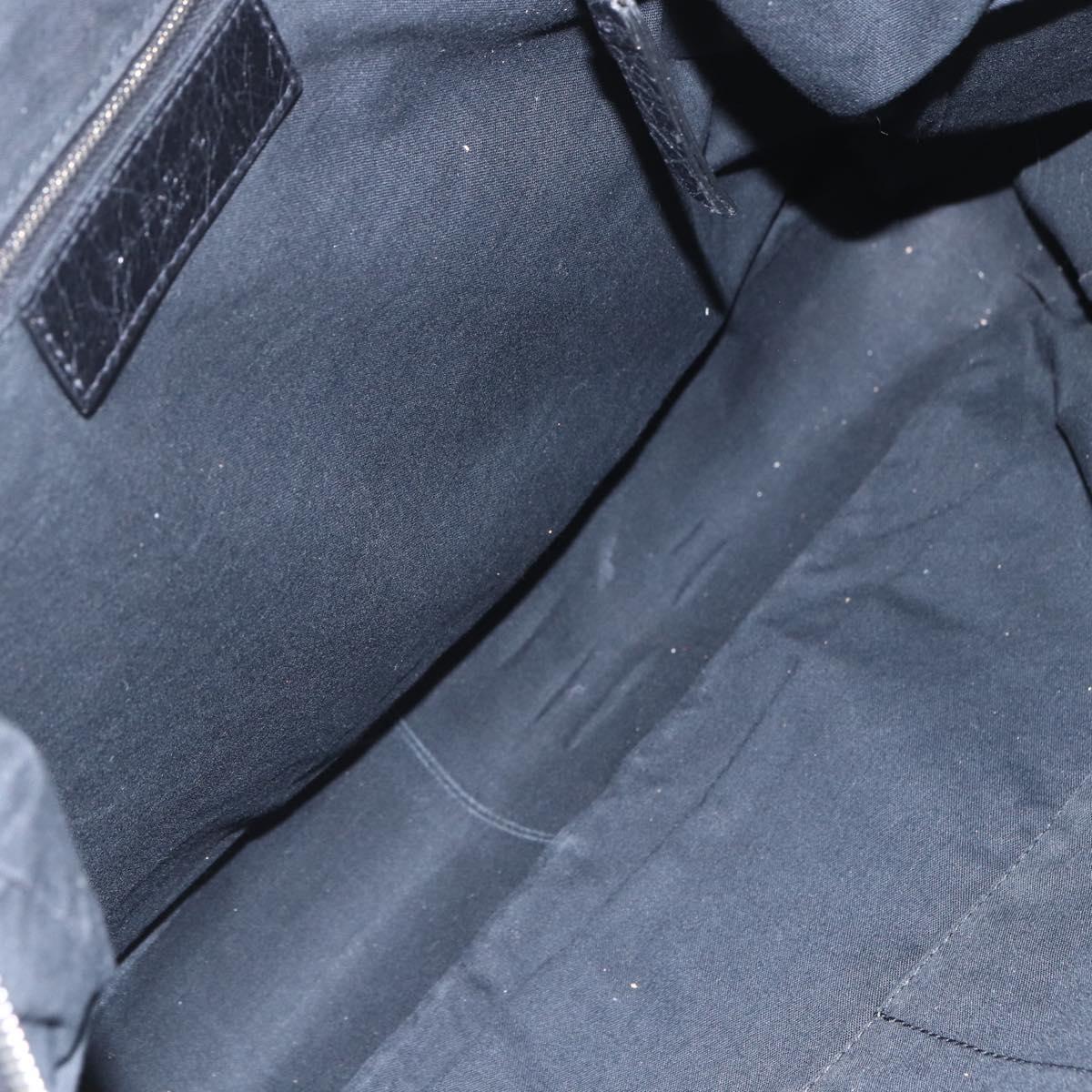 BALENCIAGA Business Bag Leather Black Silver Auth bs31393