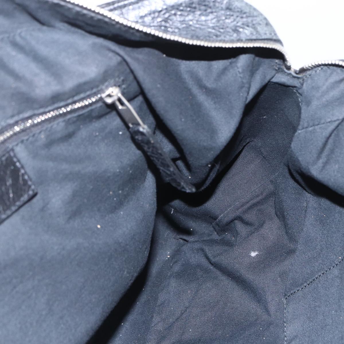 BALENCIAGA Business Bag Leather Black Silver Auth bs31393