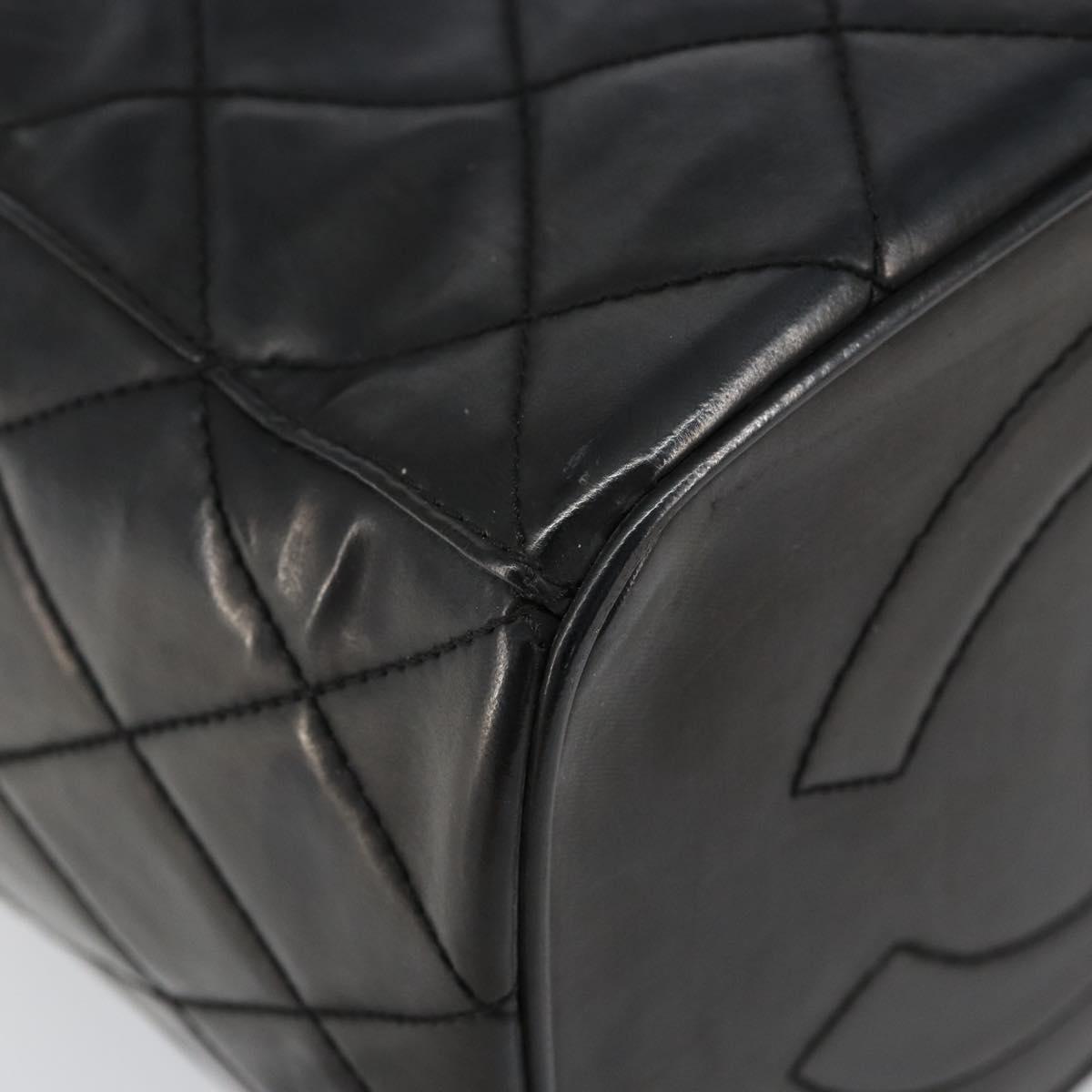 CHANEL Matelasse Vanity Pouch Enamel Black Gold CC Auth bs31398