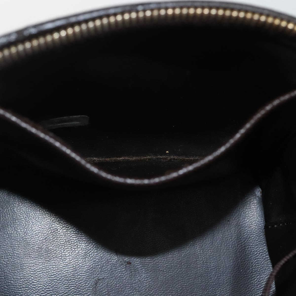 CHANEL COCO Mark Vanity Pouch Caviar Skin Brown Gold CC Auth bs31399