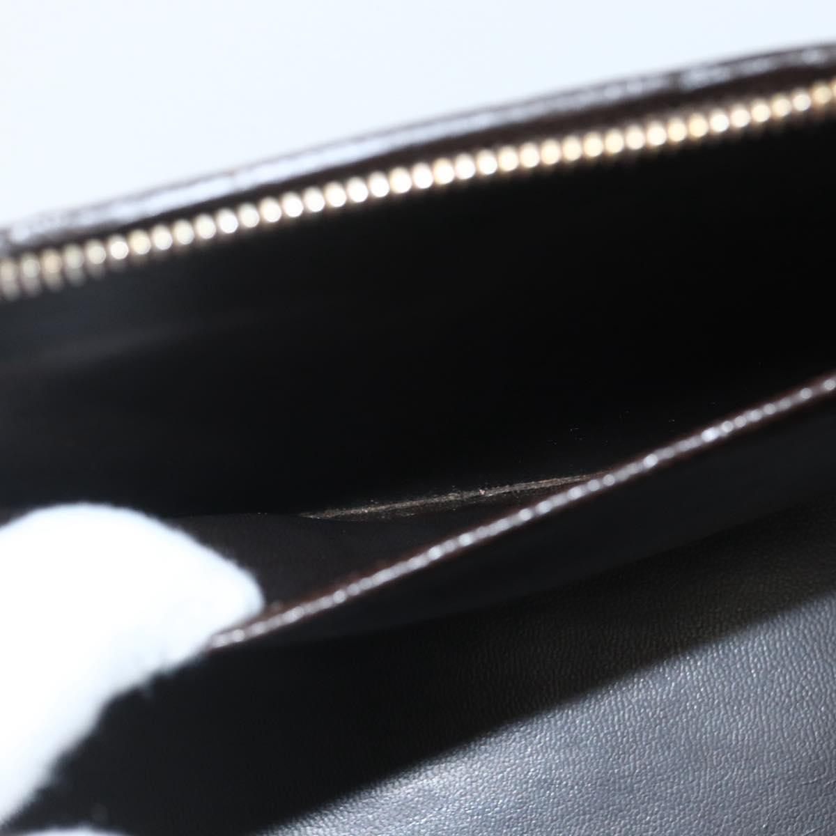 CHANEL COCO Mark Vanity Pouch Caviar Skin Brown Gold CC Auth bs31399