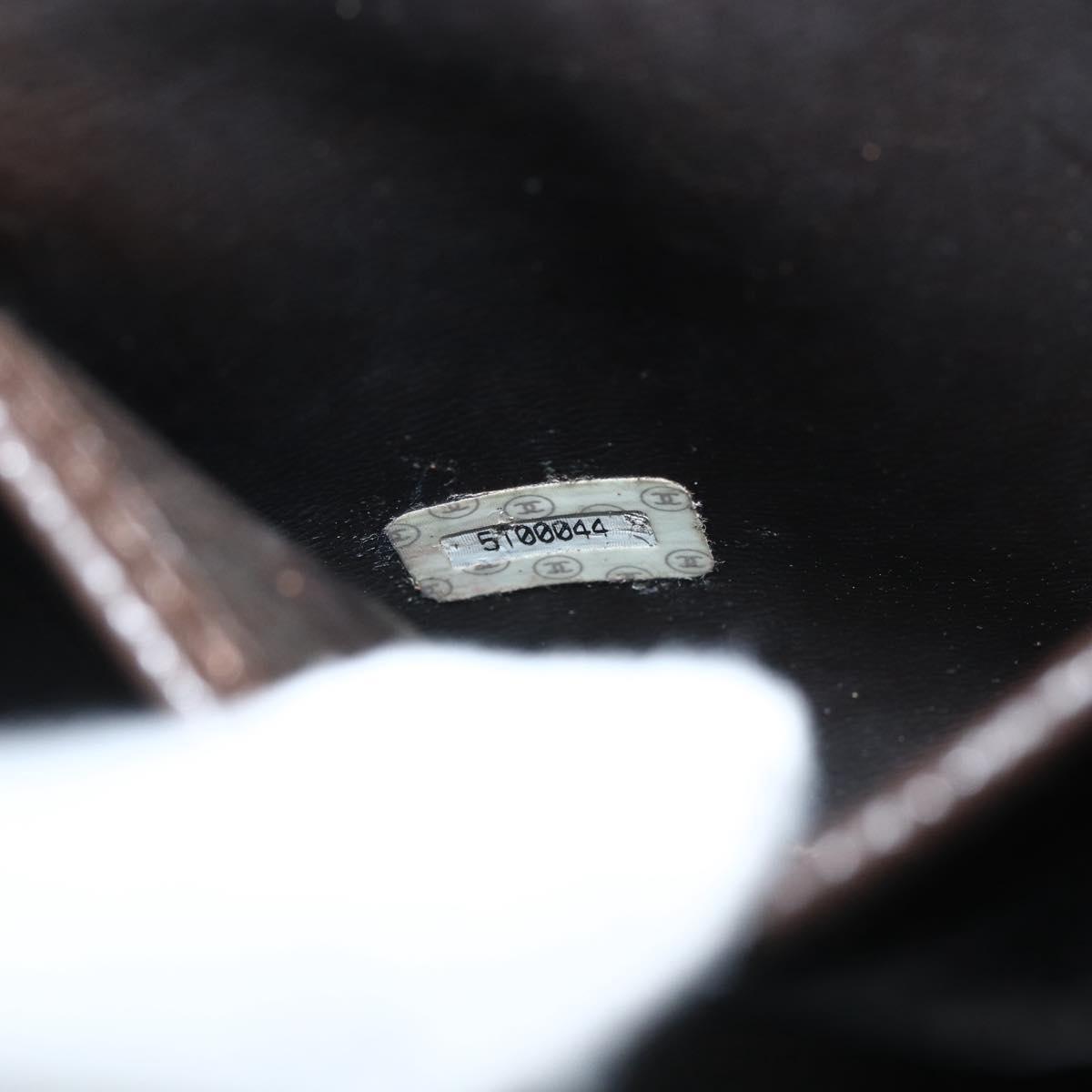 CHANEL COCO Mark Vanity Pouch Caviar Skin Brown Gold CC Auth bs31399