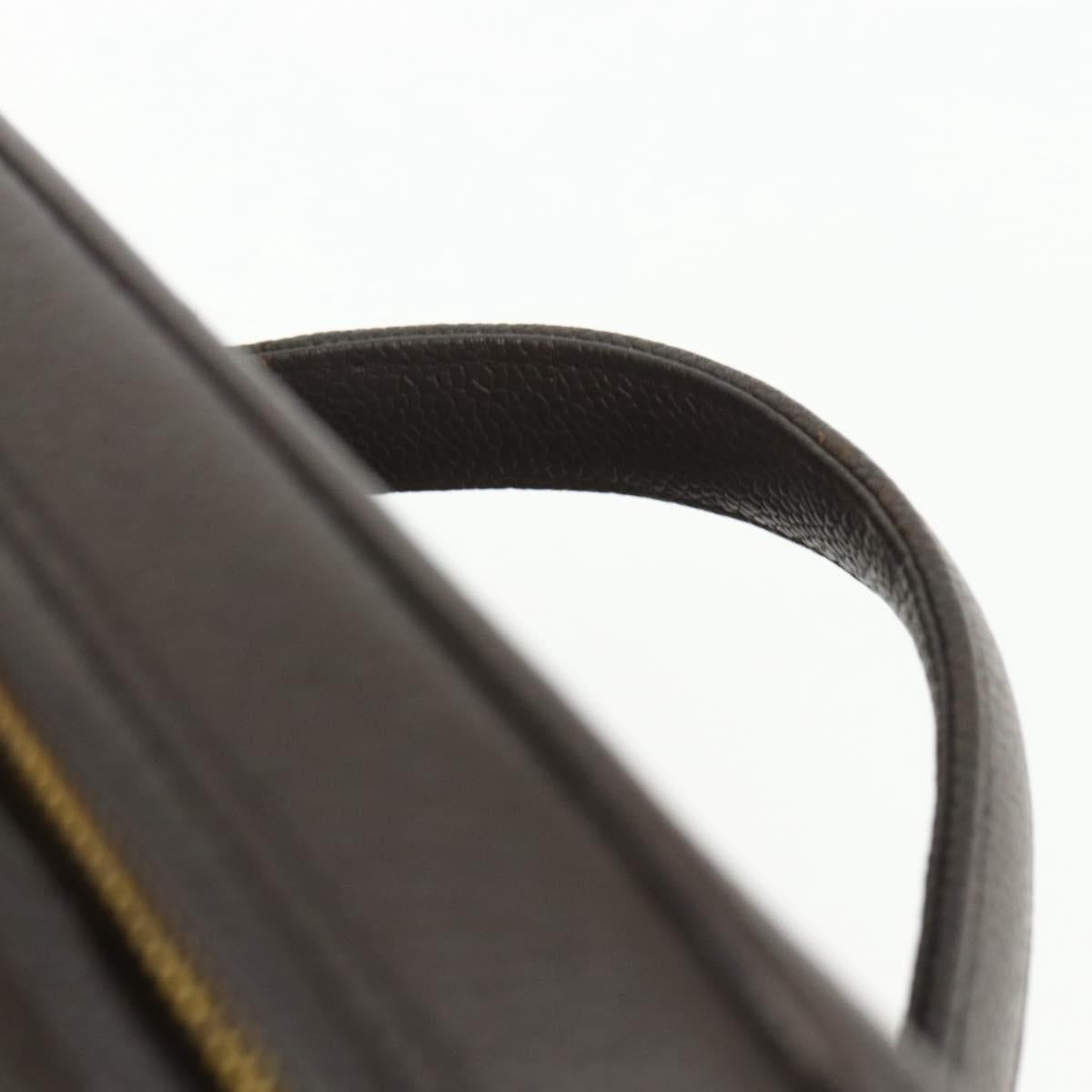 CHANEL COCO Mark Vanity Pouch Caviar Skin Brown Gold CC Auth bs31399