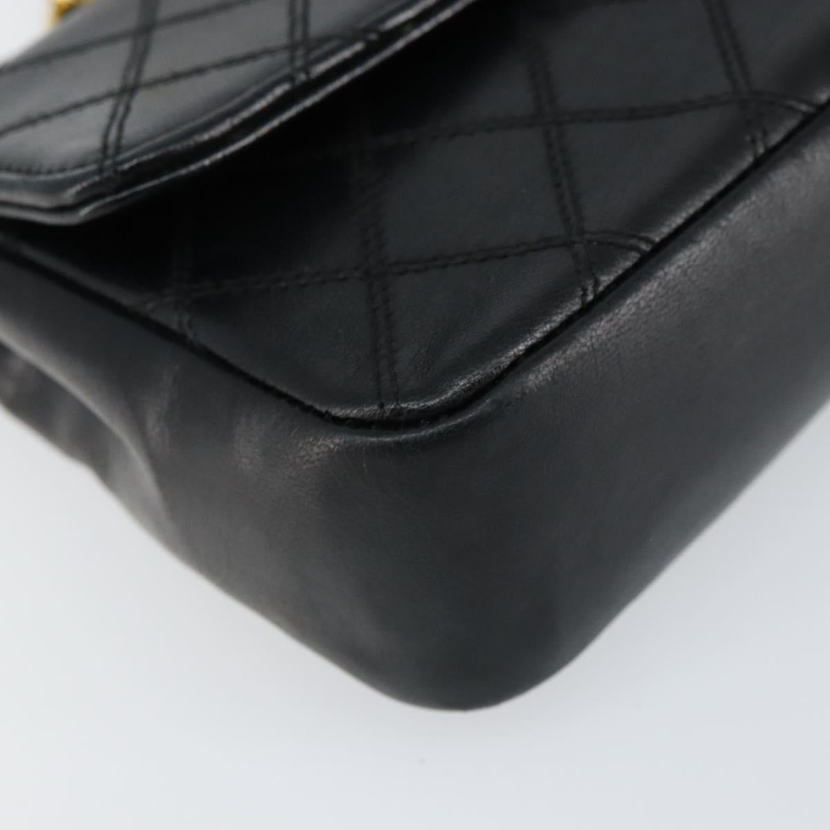 CHANEL Chain Bicolore Shoulder Bag Lamb Skin Black Gold CC Auth bs31401