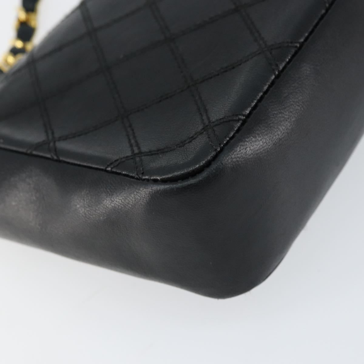 CHANEL Chain Bicolore Shoulder Bag Lamb Skin Black Gold CC Auth bs31401