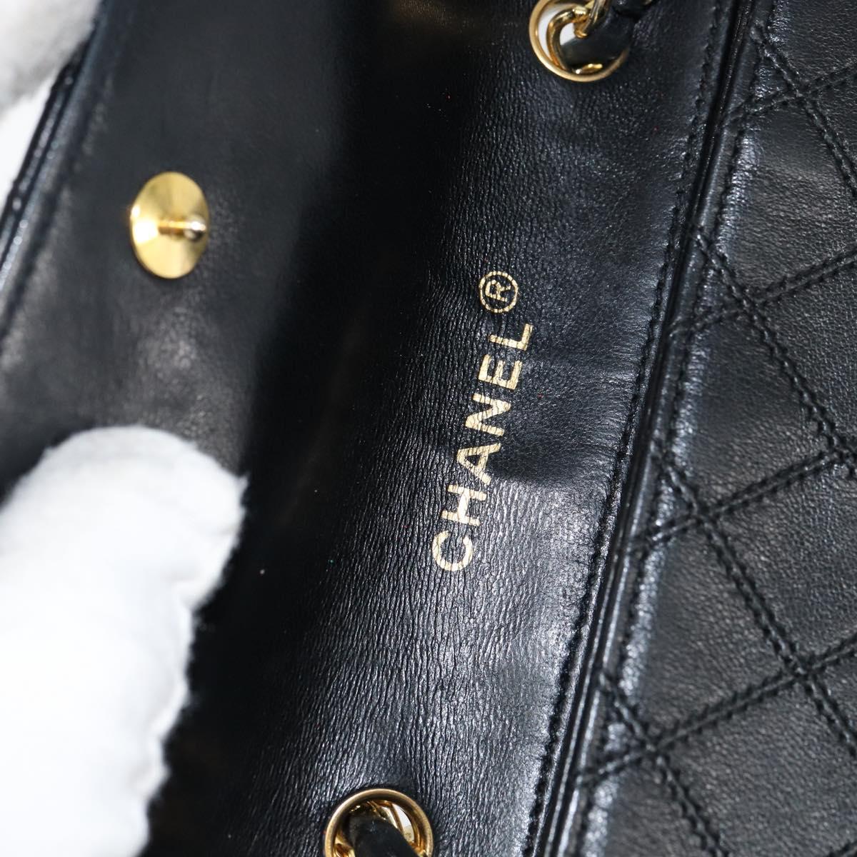 CHANEL Chain Bicolore Shoulder Bag Lamb Skin Black Gold CC Auth bs31401