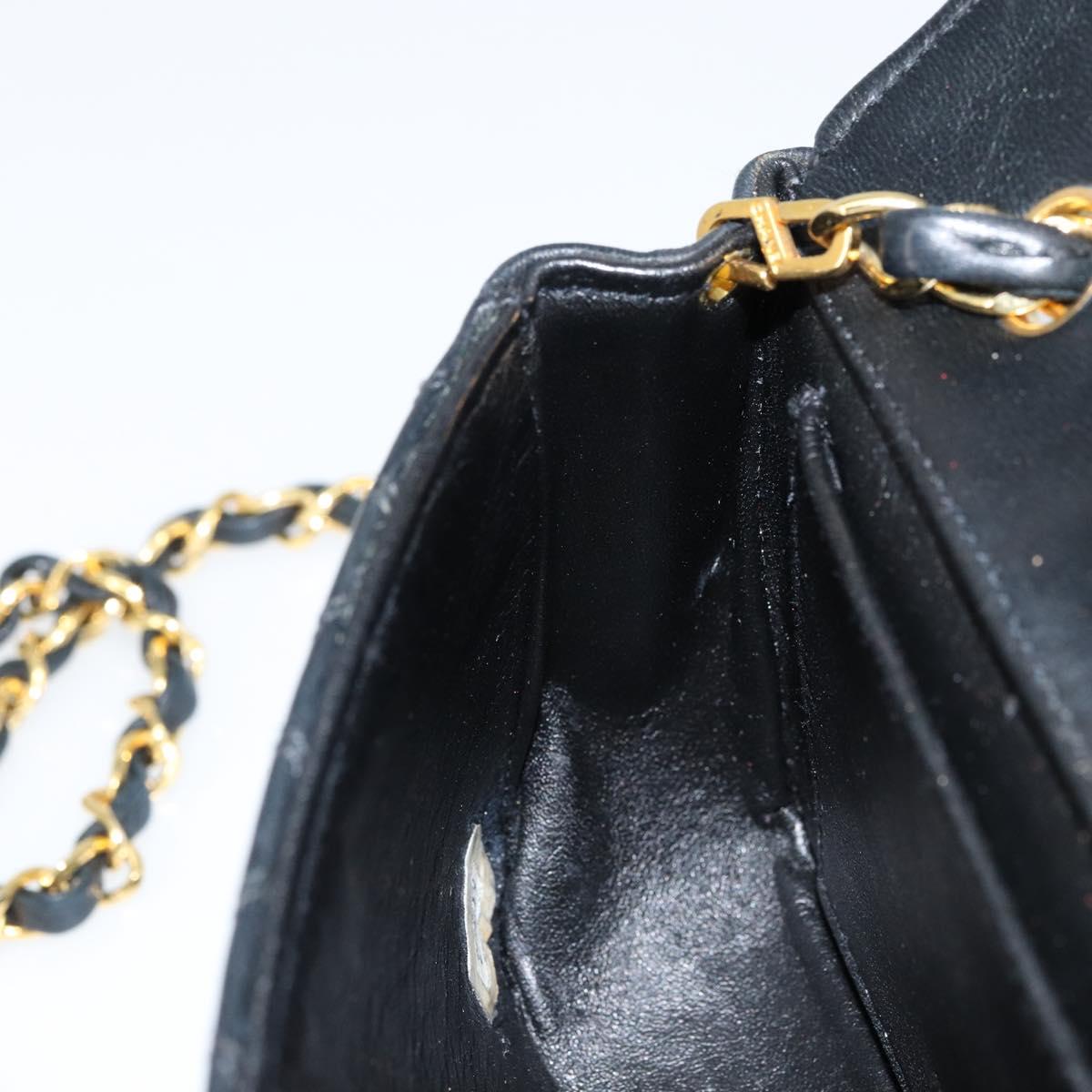 CHANEL Chain Bicolore Shoulder Bag Lamb Skin Black Gold CC Auth bs31401