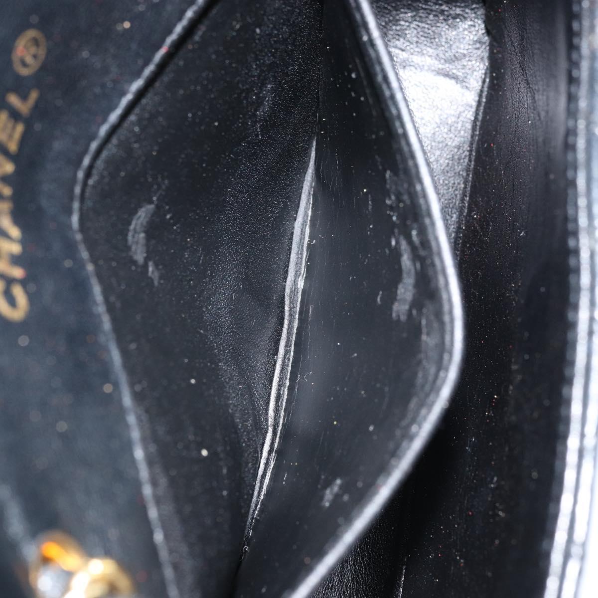 CHANEL Chain Bicolore Shoulder Bag Lamb Skin Black Gold CC Auth bs31401