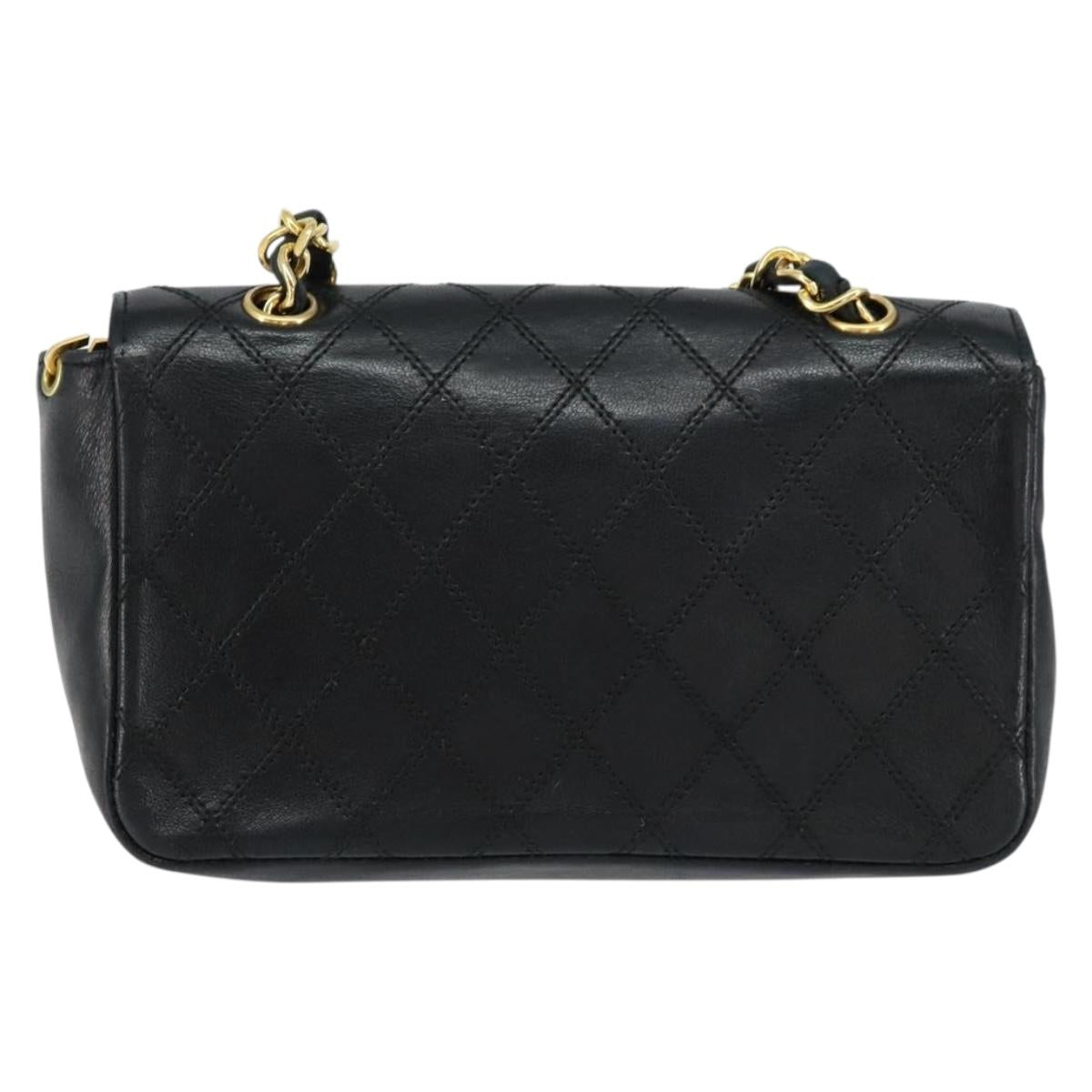 CHANEL Chain Bicolore Shoulder Bag Lamb Skin Black Gold CC Auth bs31401