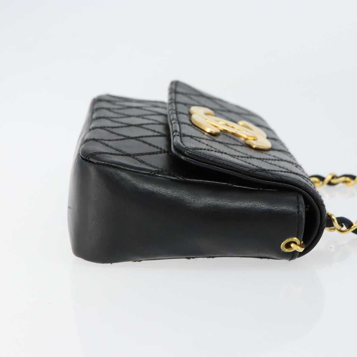 CHANEL Chain Bicolore Shoulder Bag Lamb Skin Black Gold CC Auth bs31401