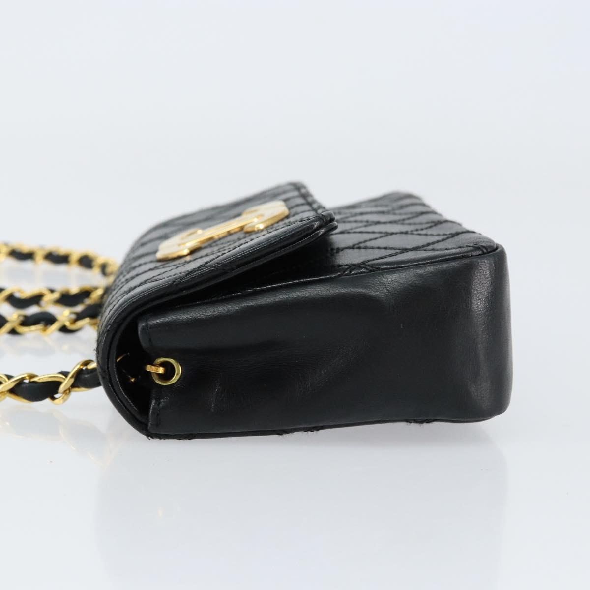 CHANEL Chain Bicolore Shoulder Bag Lamb Skin Black Gold CC Auth bs31401