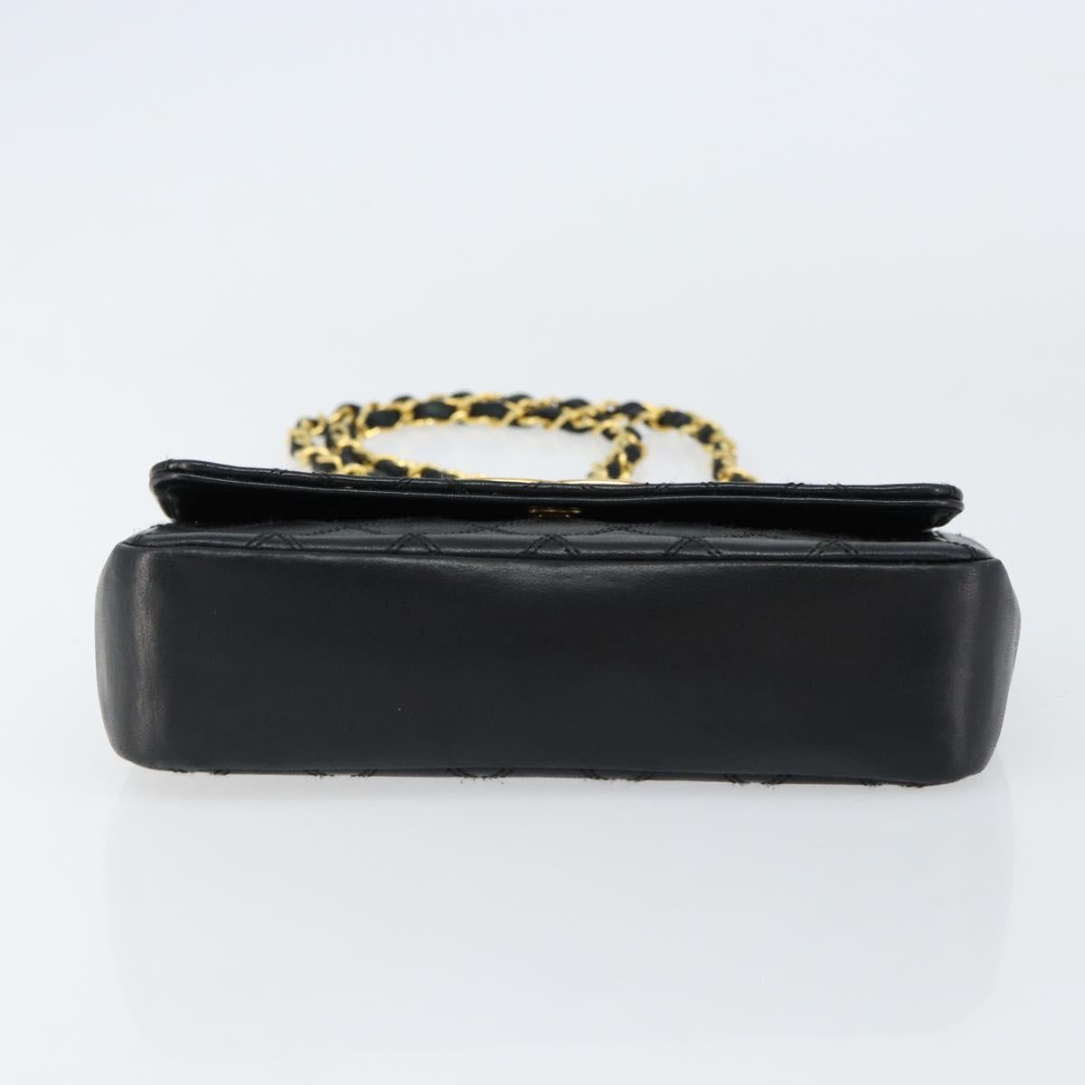 CHANEL Chain Bicolore Shoulder Bag Lamb Skin Black Gold CC Auth bs31401