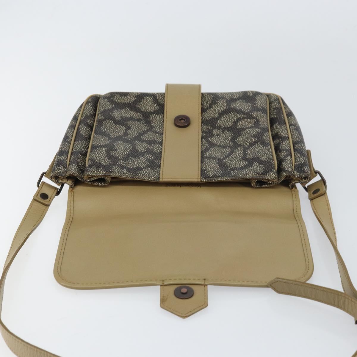 SAINT LAURENT Shoulder Bag PVC Leather Beige Auth bs31402