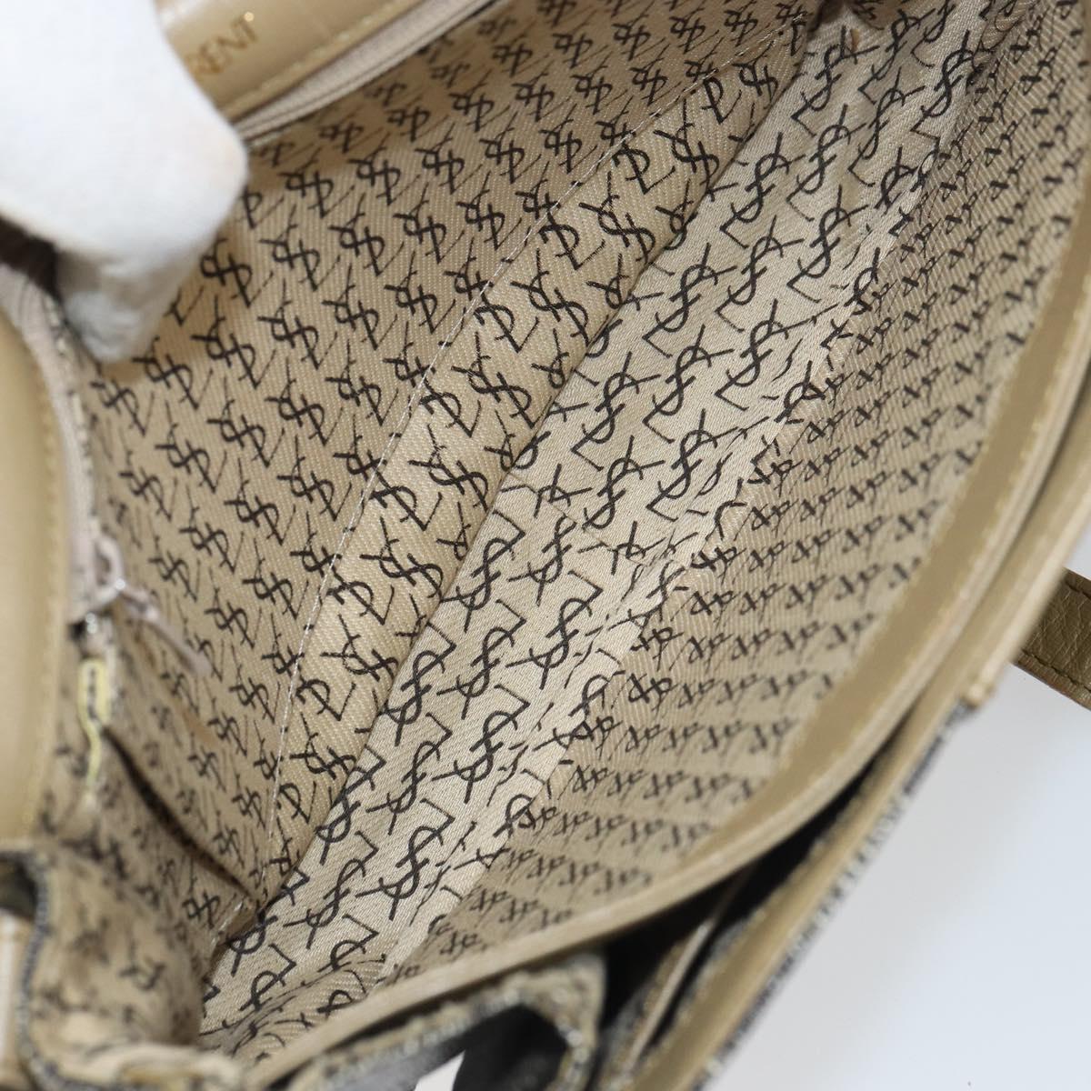 SAINT LAURENT Shoulder Bag PVC Leather Beige Auth bs31402