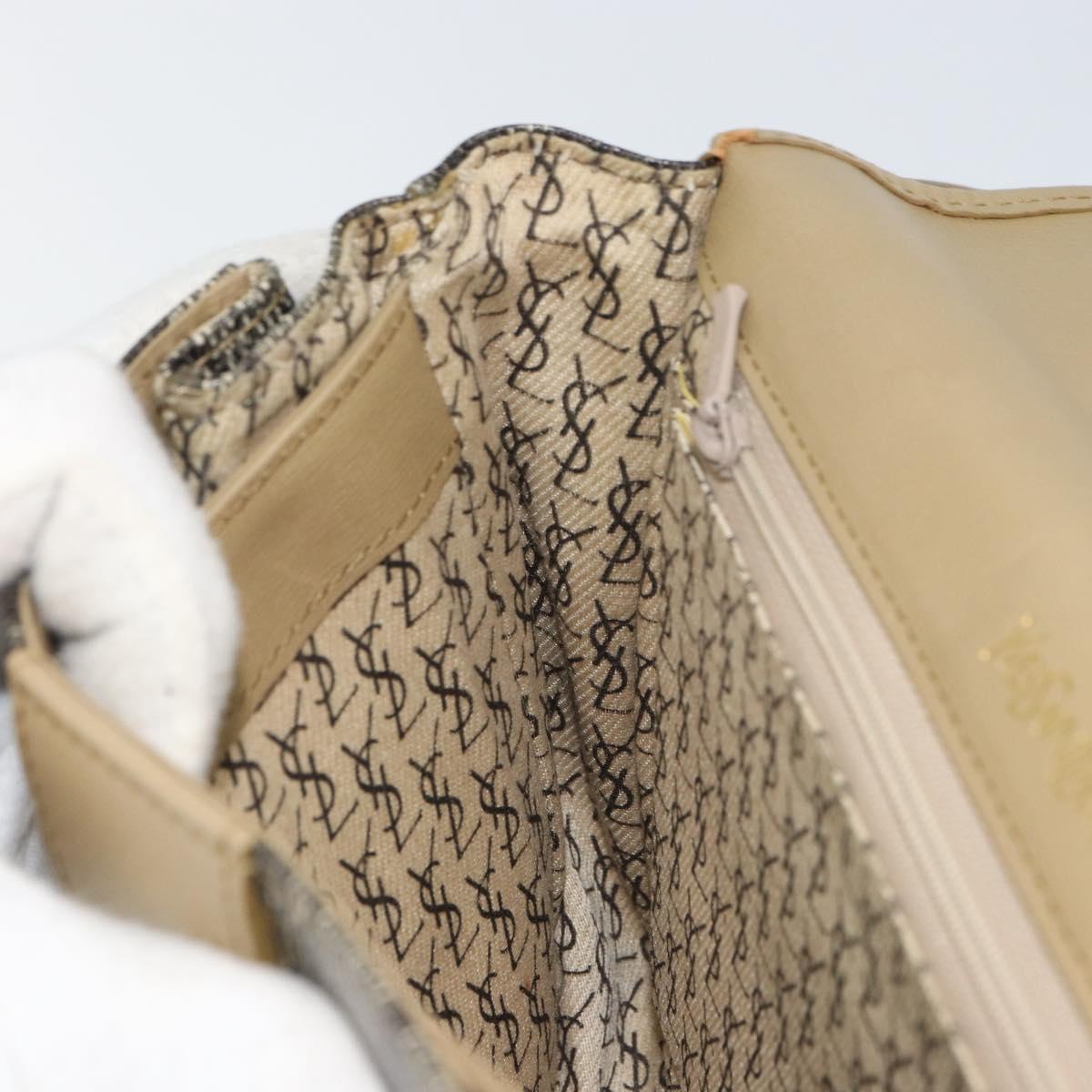 SAINT LAURENT Shoulder Bag PVC Leather Beige Auth bs31402