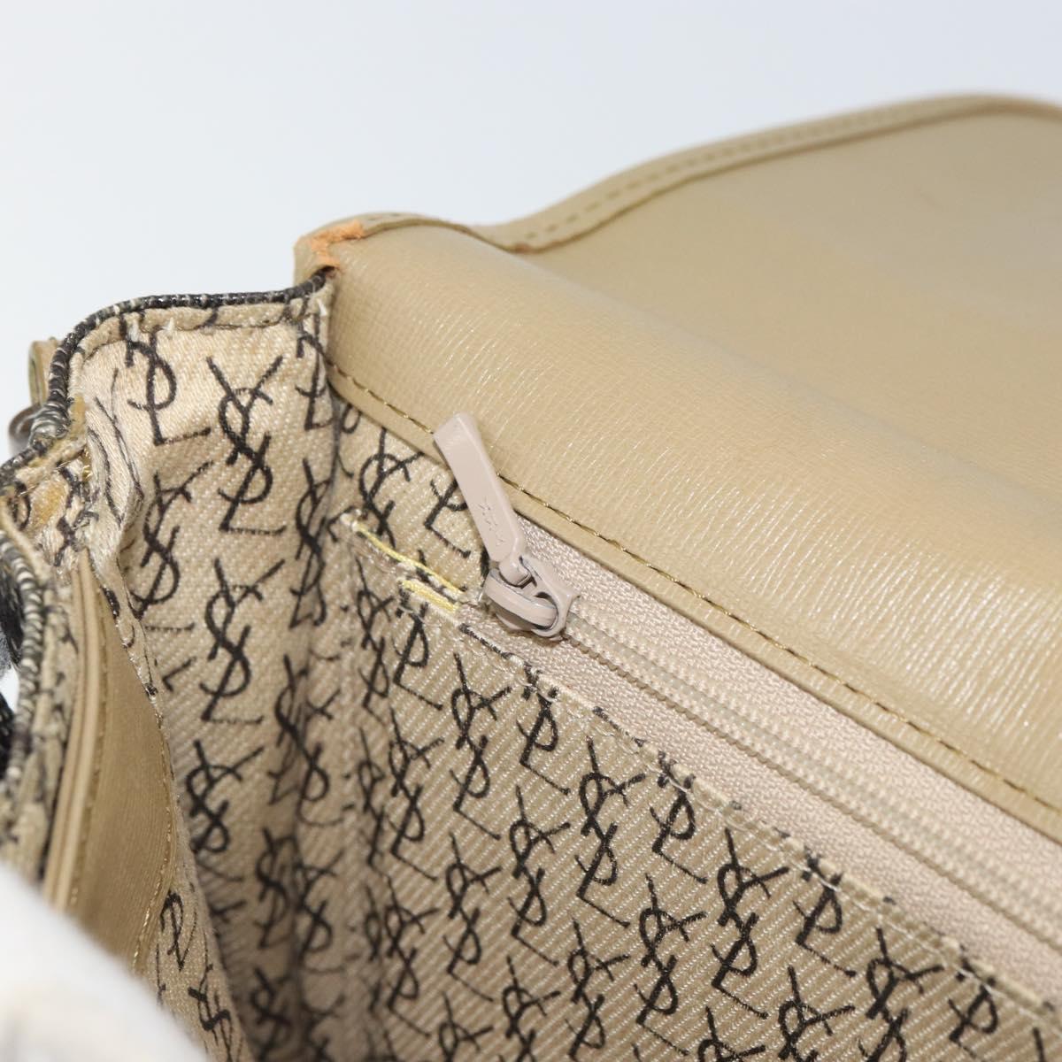 SAINT LAURENT Shoulder Bag PVC Leather Beige Auth bs31402