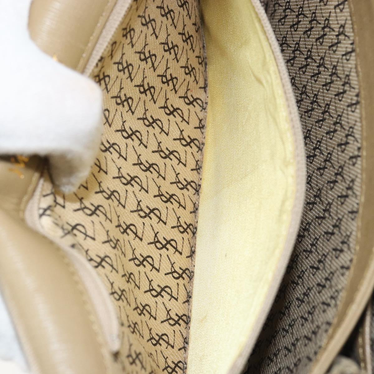 SAINT LAURENT Shoulder Bag PVC Leather Beige Auth bs31402