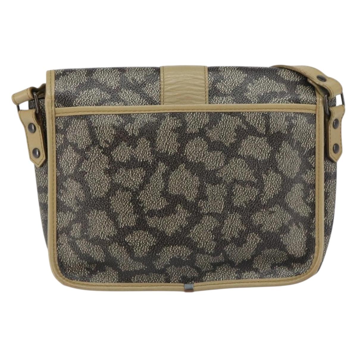 SAINT LAURENT Shoulder Bag PVC Leather Beige Auth bs31402