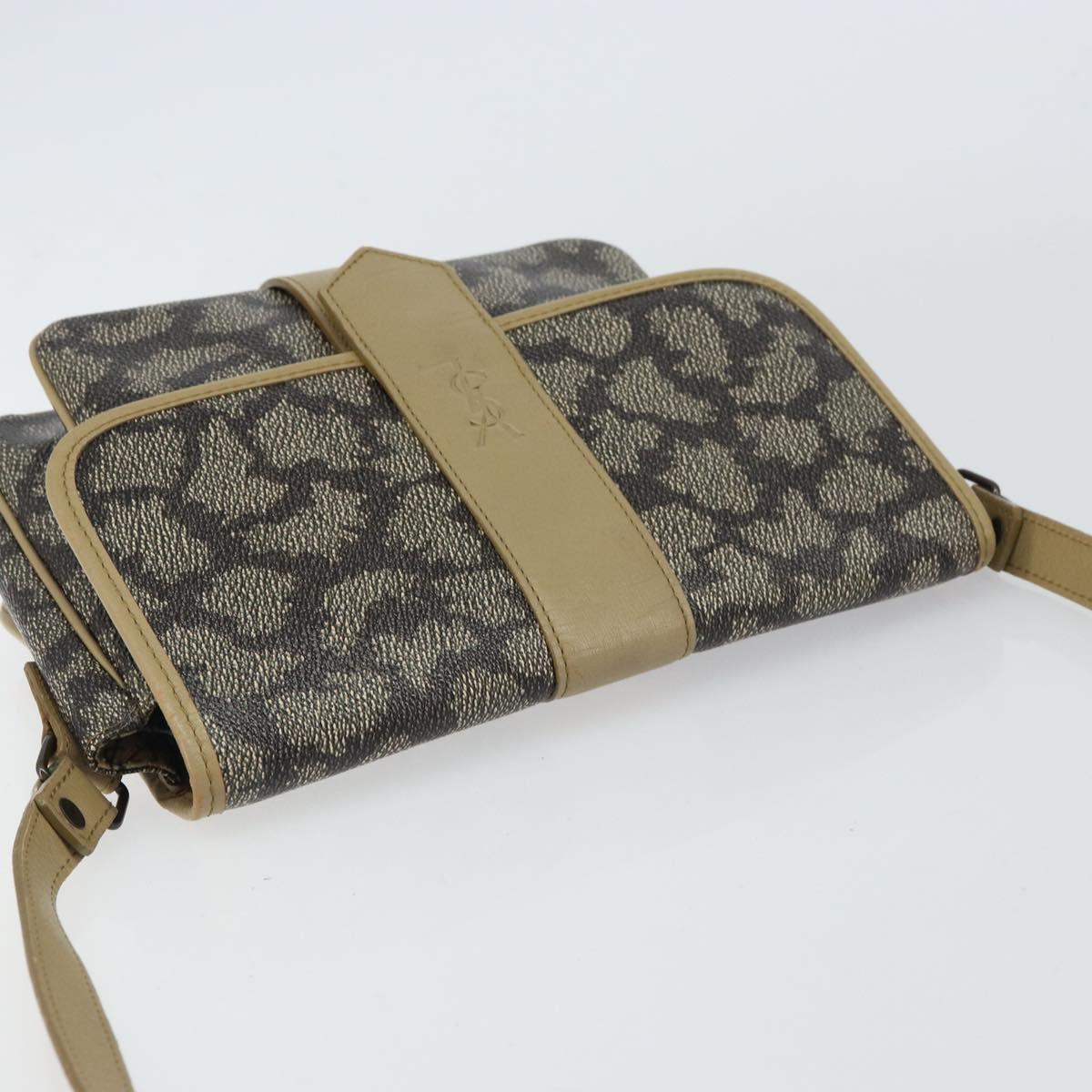 SAINT LAURENT Shoulder Bag PVC Leather Beige Auth bs31402