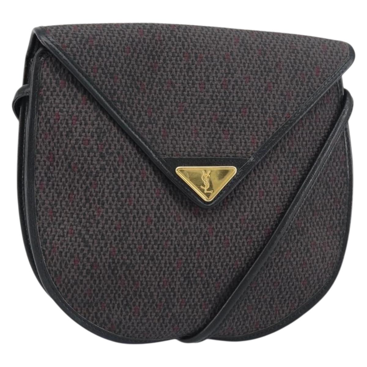 SAINT LAURENT Shoulder Bag PVC Leather Gray Gold Auth bs31403