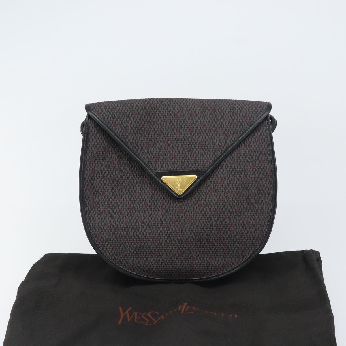 SAINT LAURENT Shoulder Bag PVC Leather Gray Gold Auth bs31403