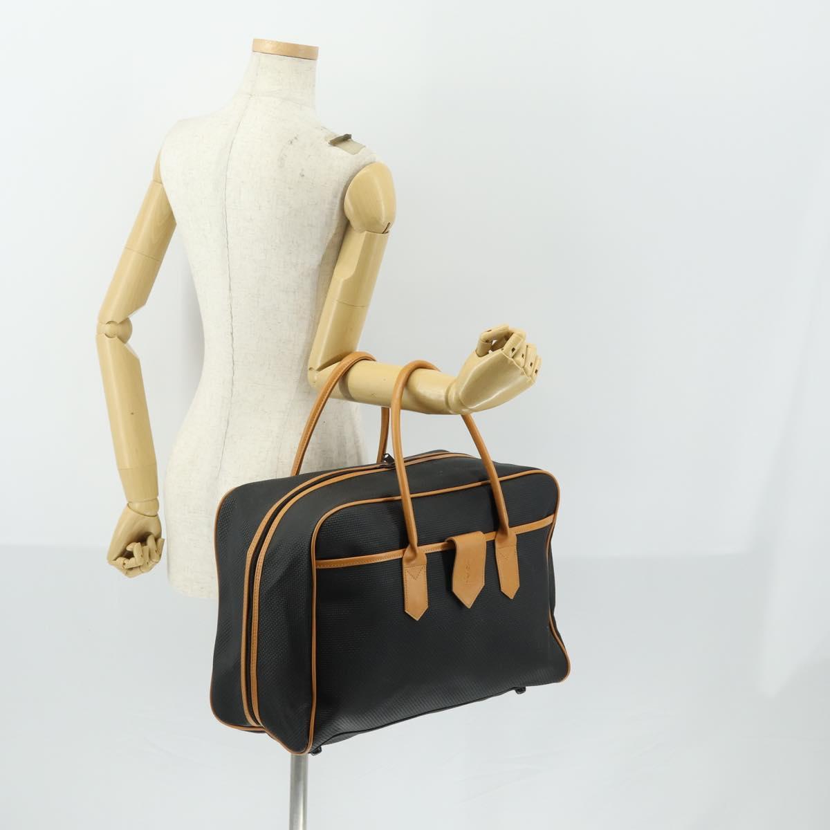 SAINT LAURENT Boston Bag PVC Leather Black Brown Auth bs31406