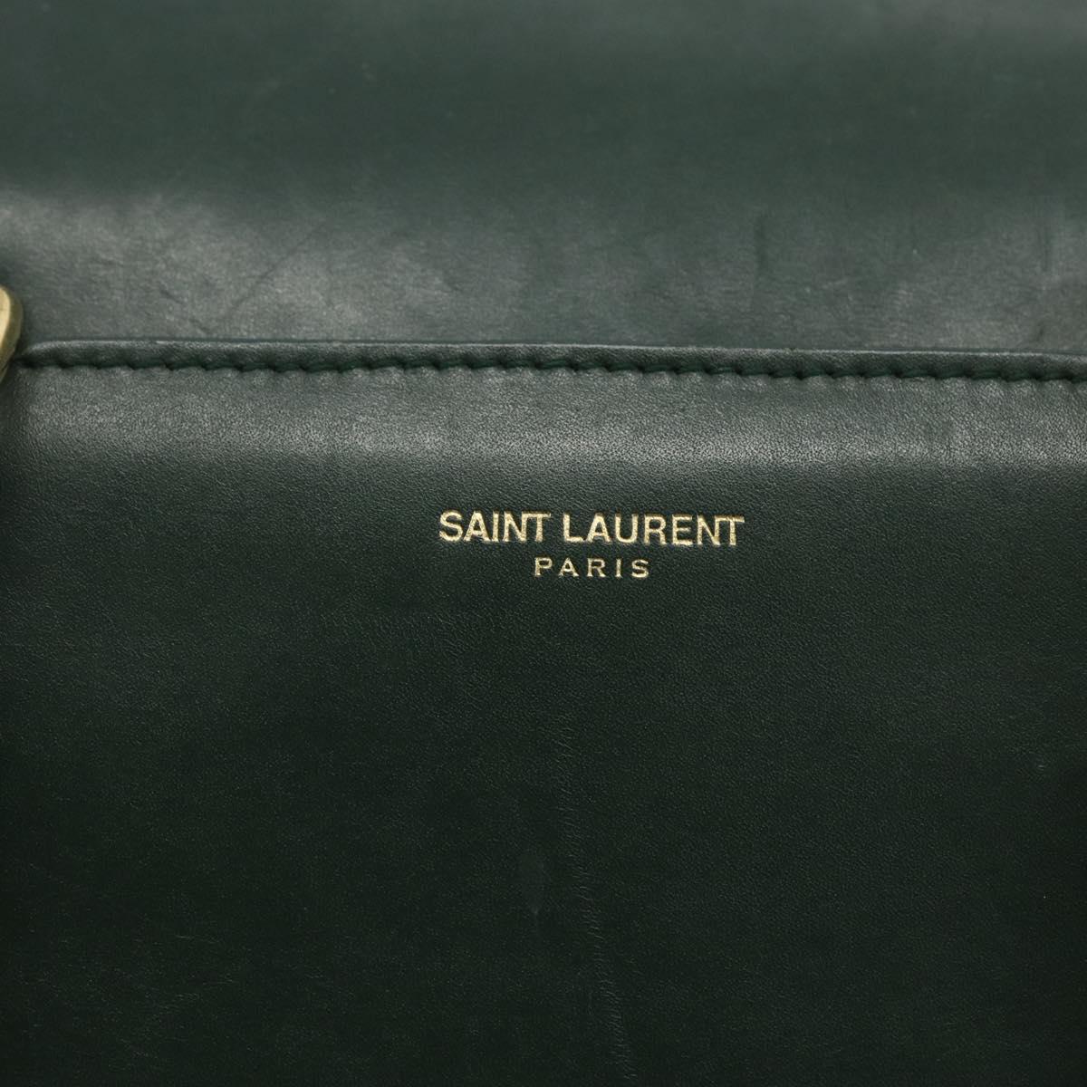 SAINT LAURENT Baby Duffel Hand Bag Leather Green Gold 322049 Auth bs31407
