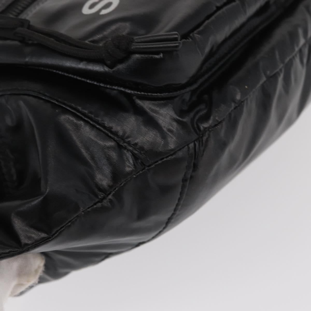 SAINT LAURENT Waist Bag Nylon Black White Auth bs31408