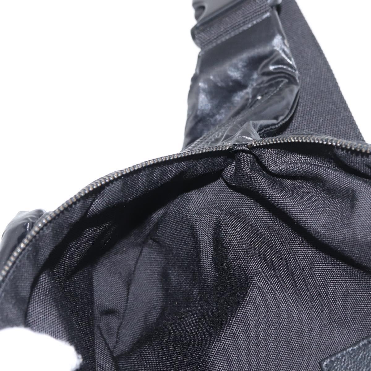 SAINT LAURENT Waist Bag Nylon Black White Auth bs31408