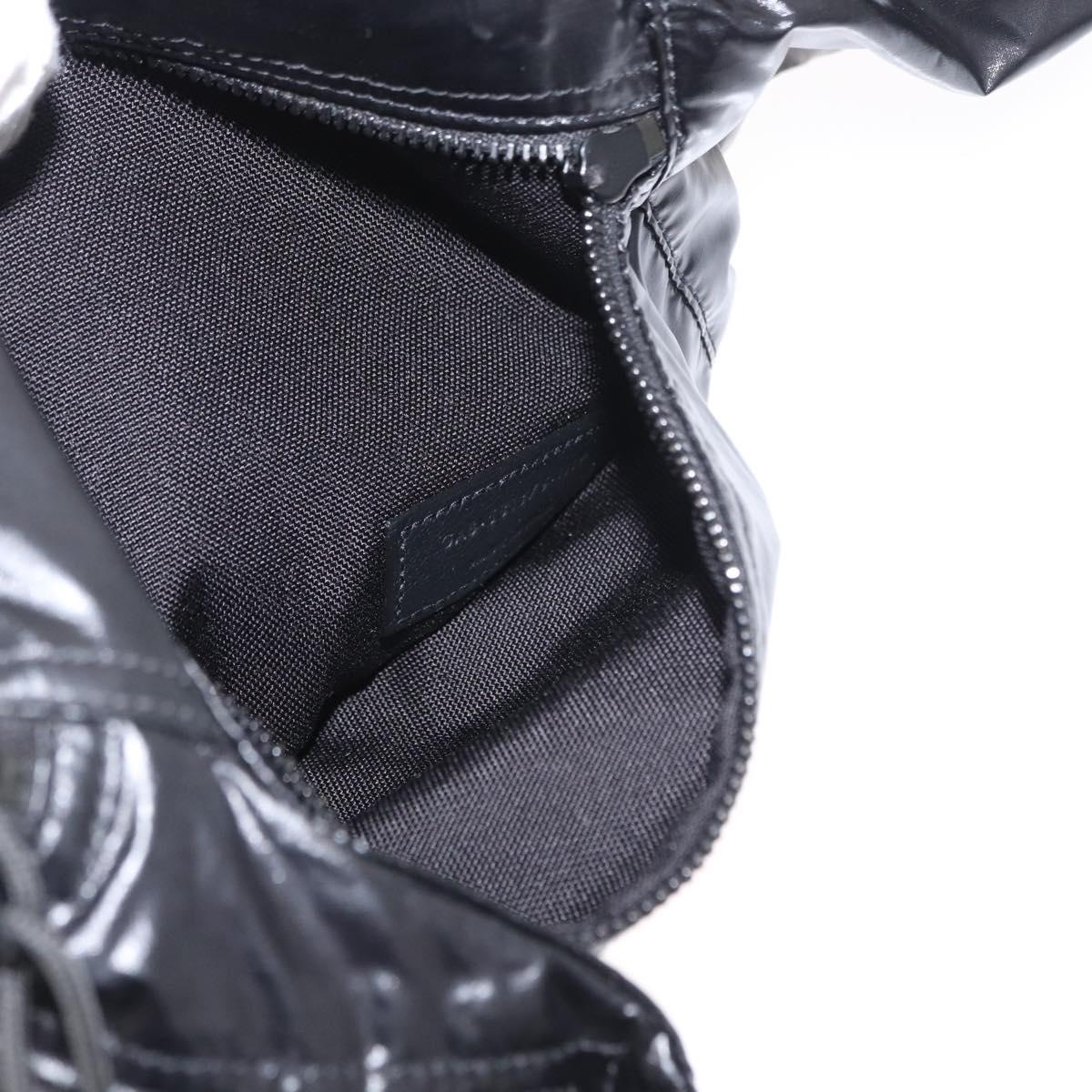 SAINT LAURENT Waist Bag Nylon Black White Auth bs31408