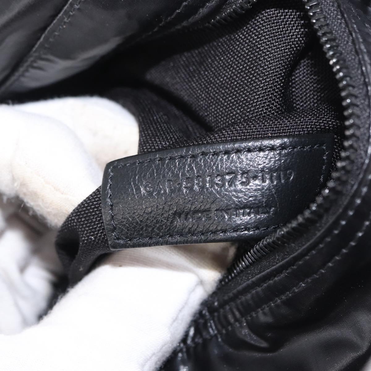 SAINT LAURENT Waist Bag Nylon Black White Auth bs31408