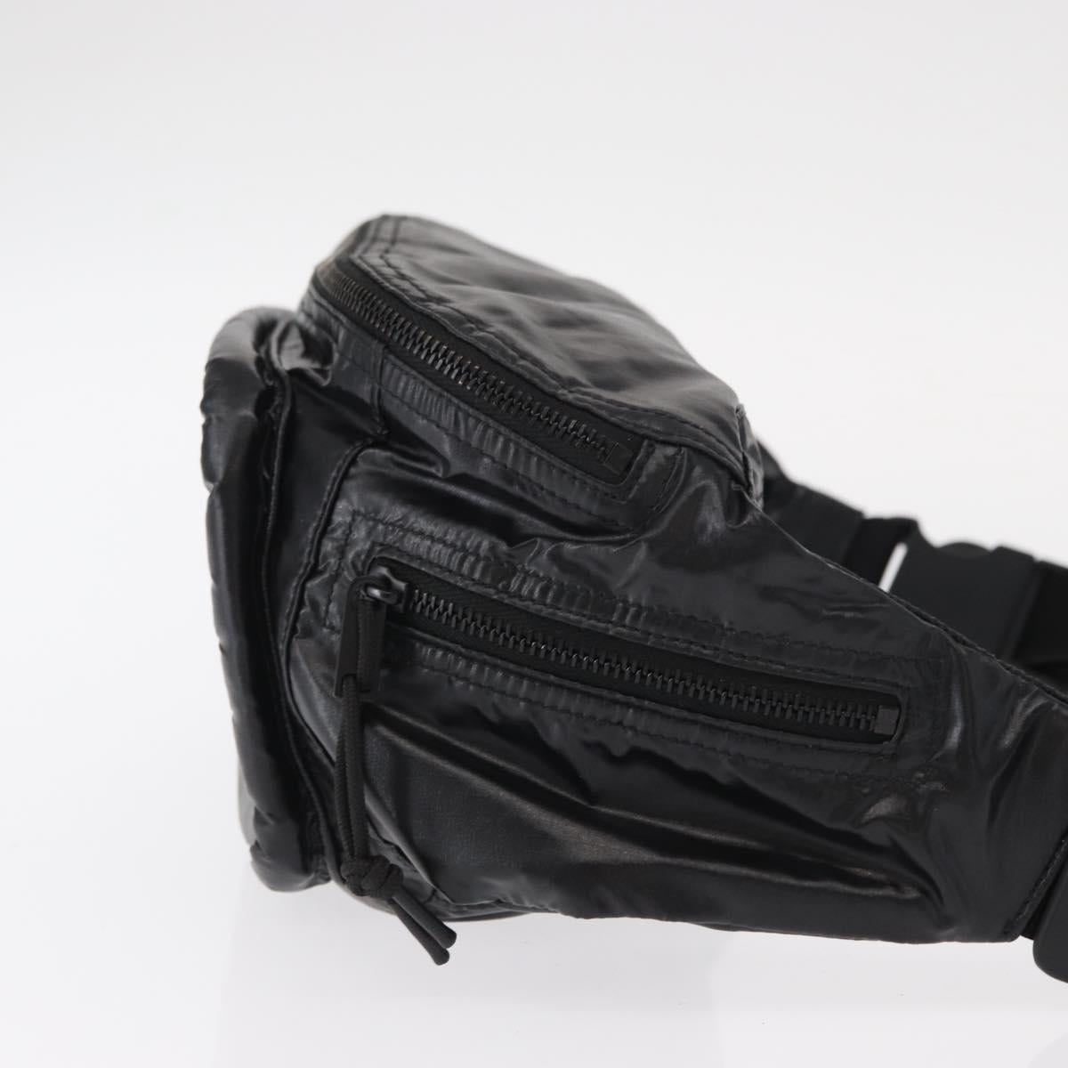 SAINT LAURENT Waist Bag Nylon Black White Auth bs31408