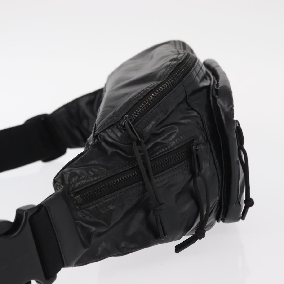 SAINT LAURENT Waist Bag Nylon Black White Auth bs31408