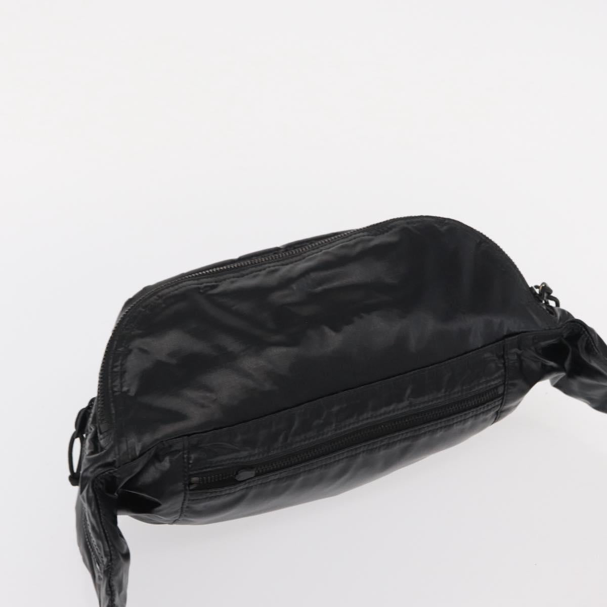 SAINT LAURENT Waist Bag Nylon Black White Auth bs31408