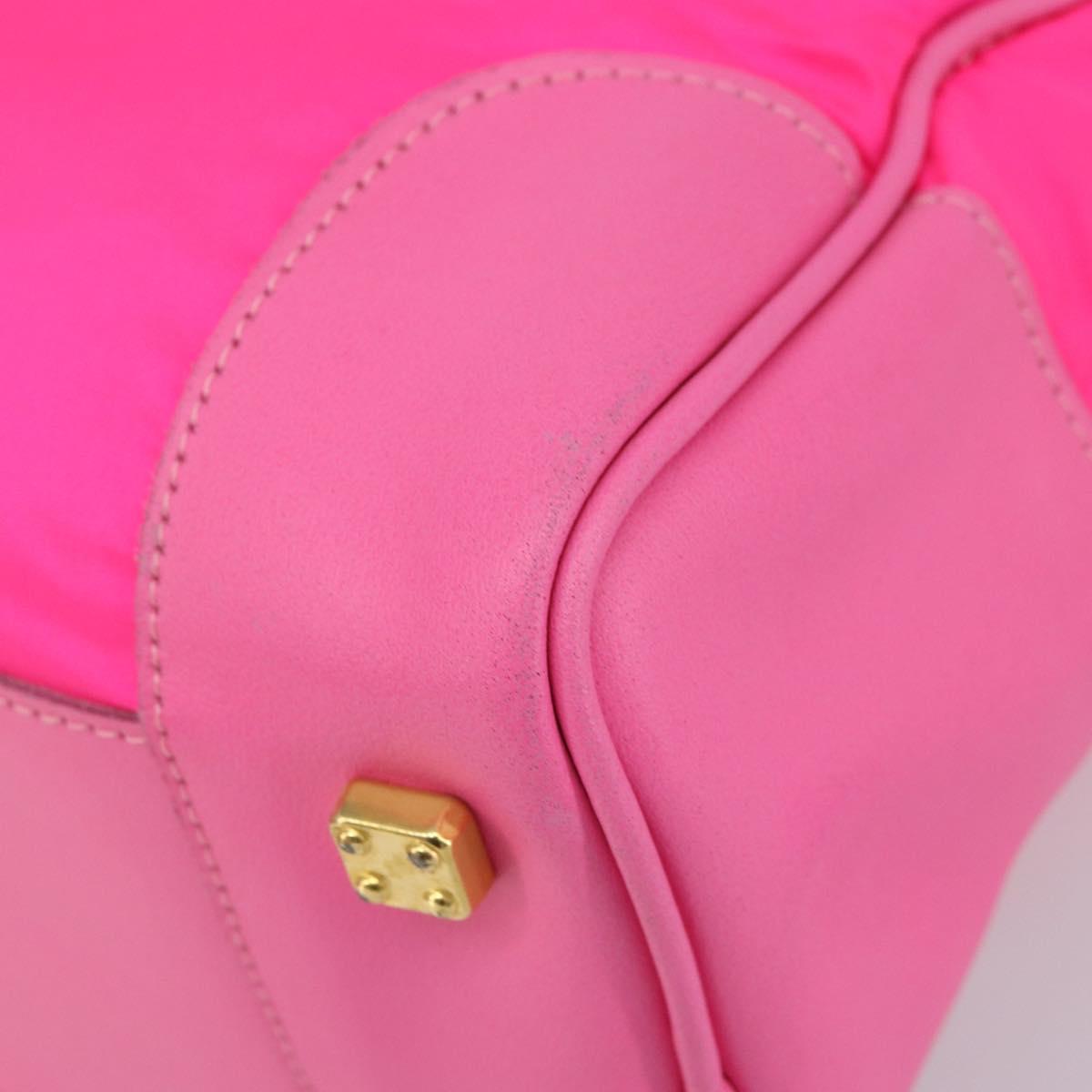 LOEWE Amazona 30 Tote Bag Nylon Leather Pink Gold Auth bs31409