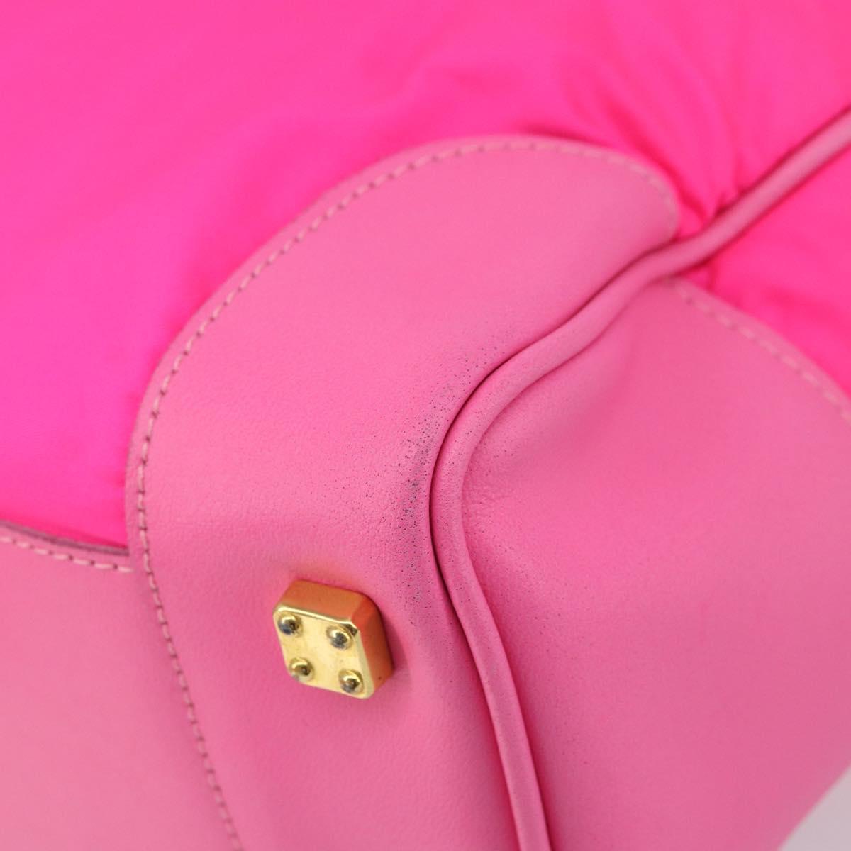 LOEWE Amazona 30 Tote Bag Nylon Leather Pink Gold Auth bs31409