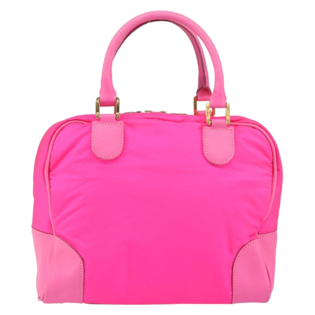 LOEWE Amazona 30 Tote Bag Nylon Leather Pink Gold Auth bs31409