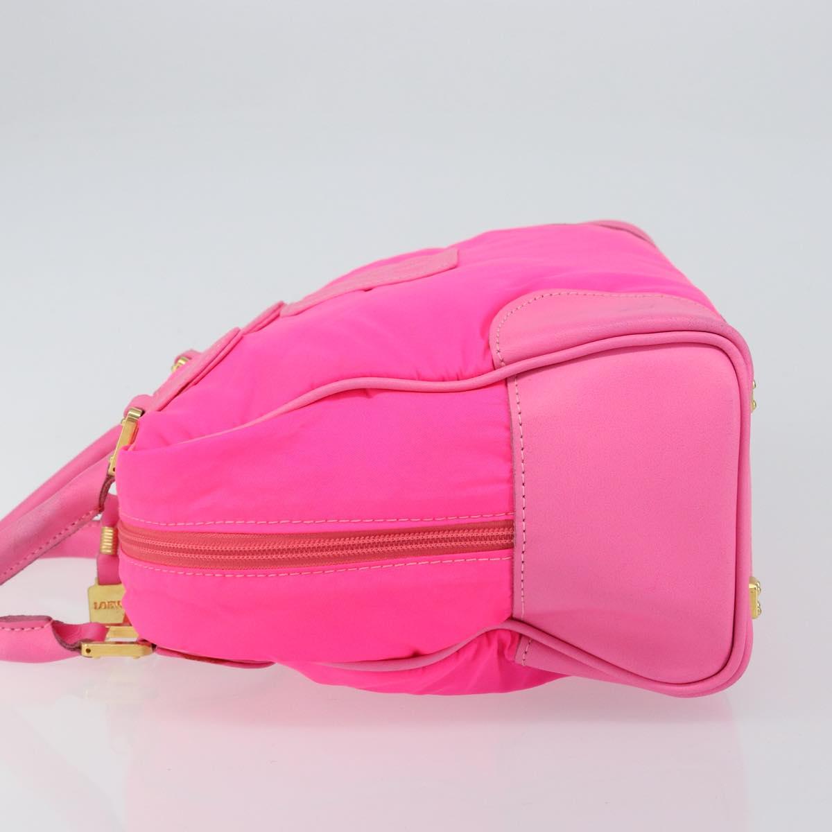 LOEWE Amazona 30 Tote Bag Nylon Leather Pink Gold Auth bs31409