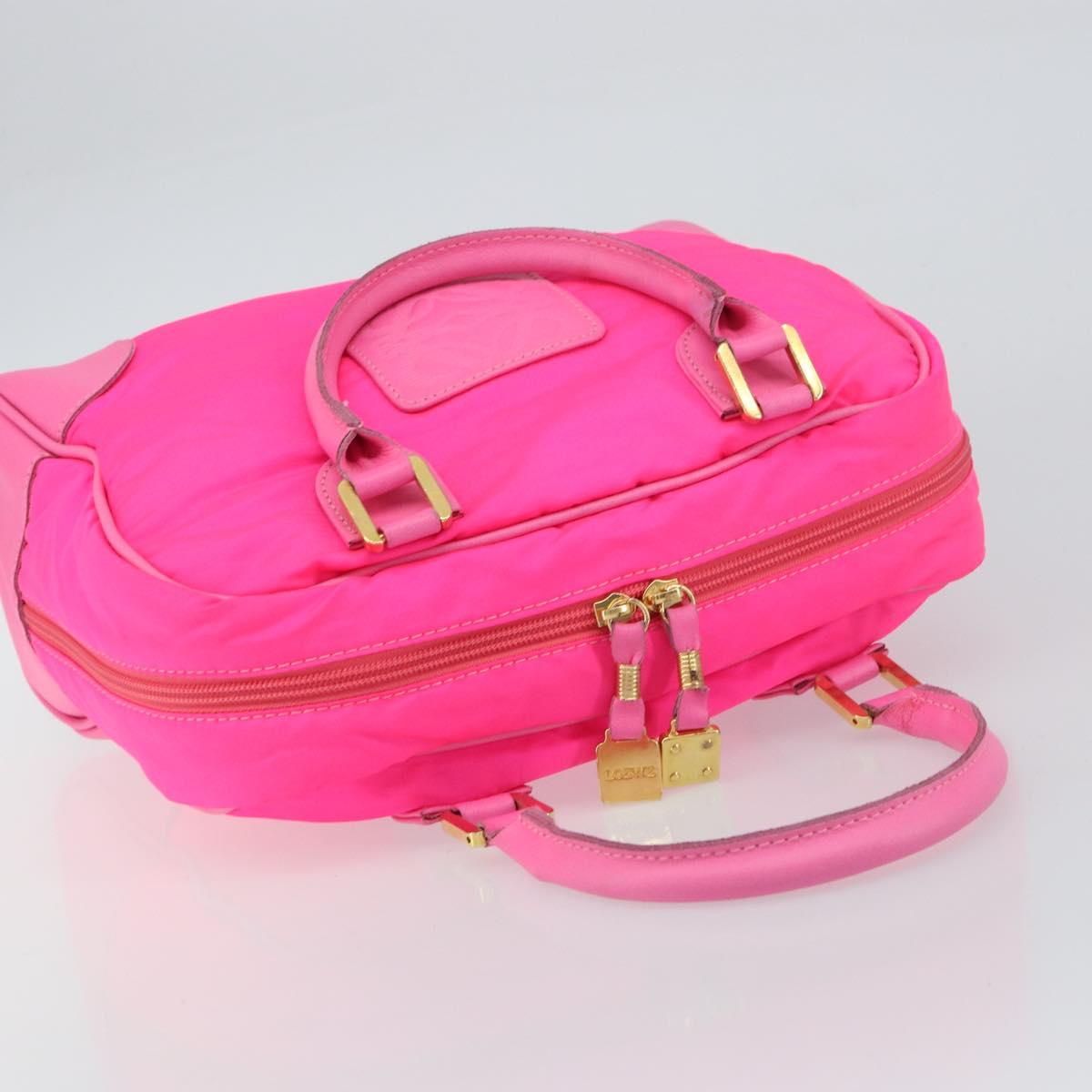 LOEWE Amazona 30 Tote Bag Nylon Leather Pink Gold Auth bs31409