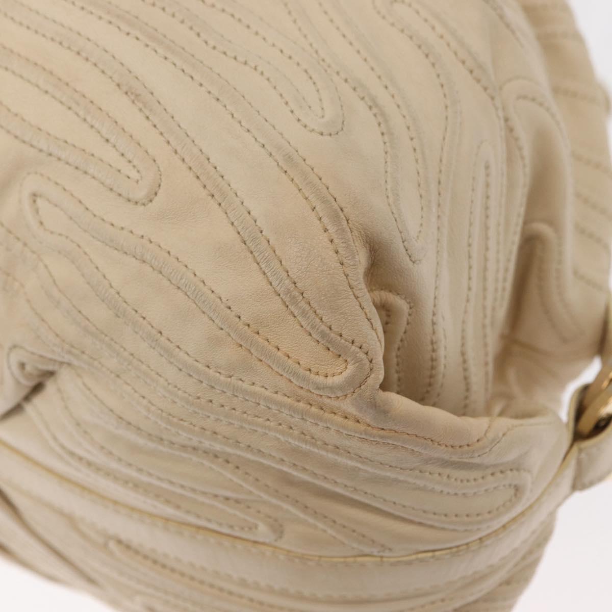 BVLGARI Chandra Hand Bag Leather Canvas Beige Brown Auth bs31410