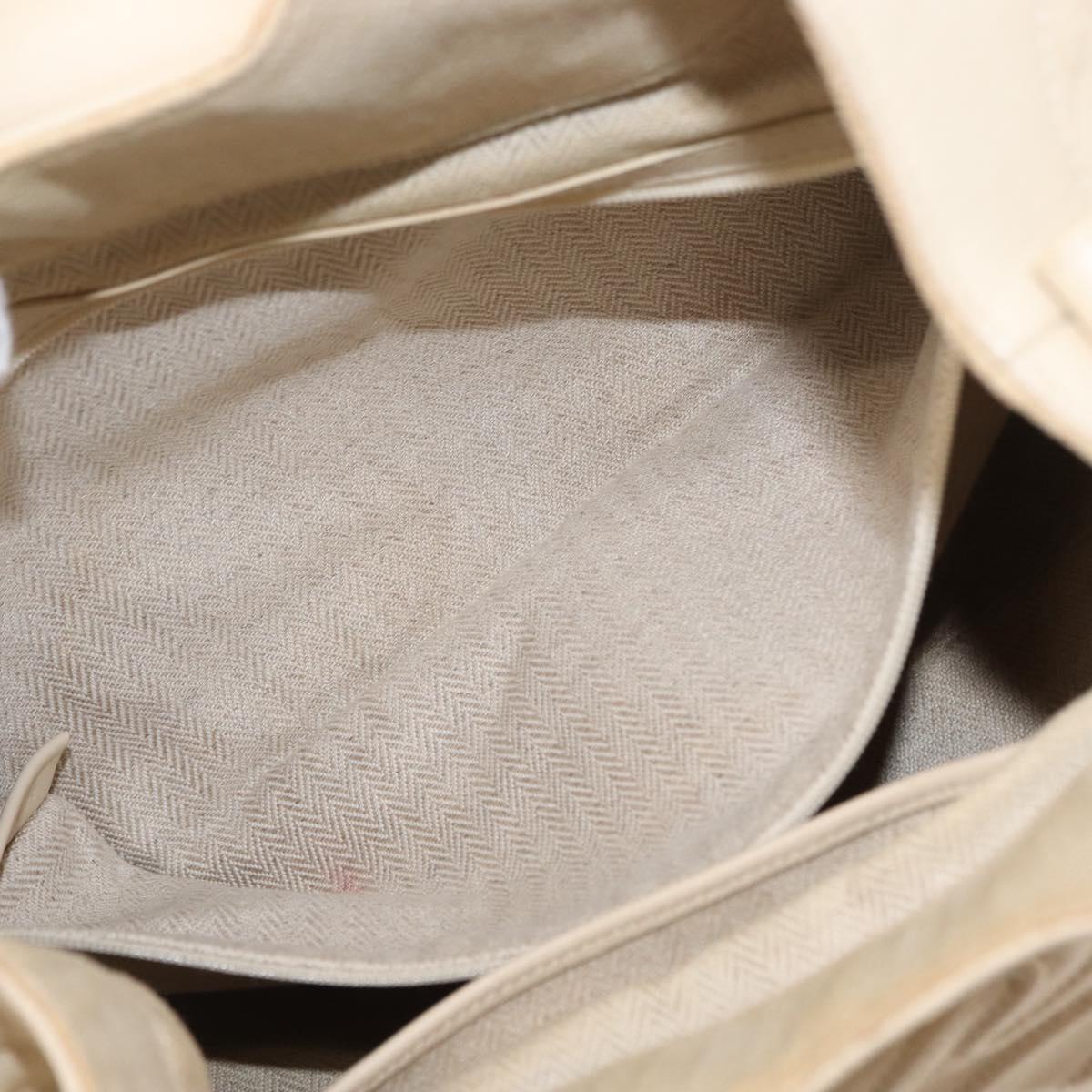 BVLGARI Chandra Hand Bag Leather Canvas Beige Brown Auth bs31410