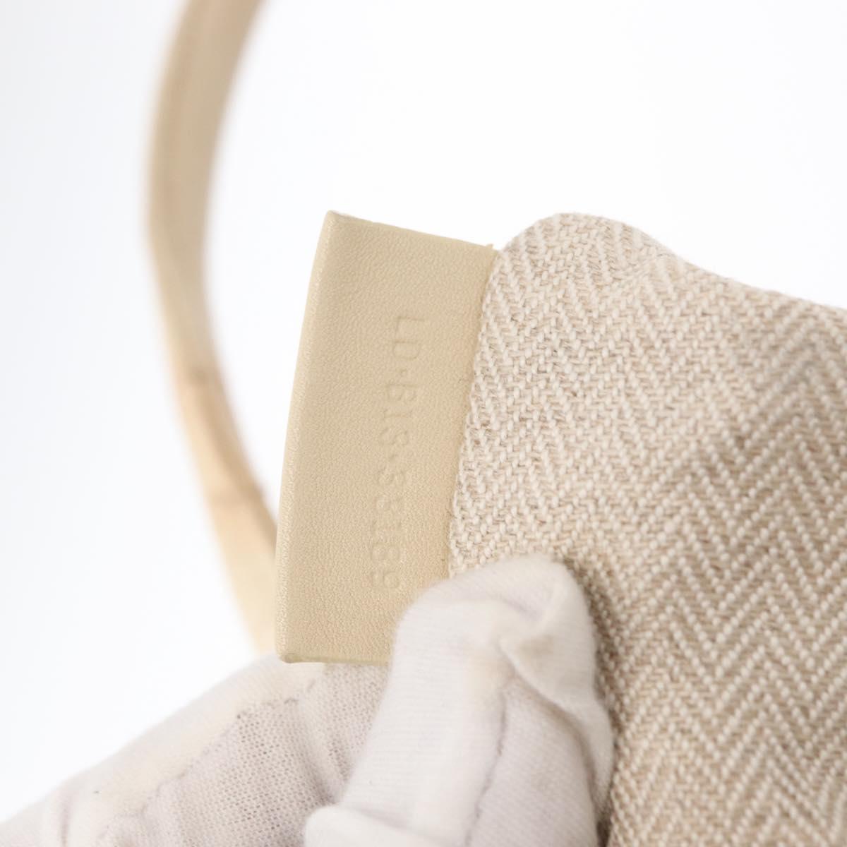 BVLGARI Chandra Hand Bag Leather Canvas Beige Brown Auth bs31410