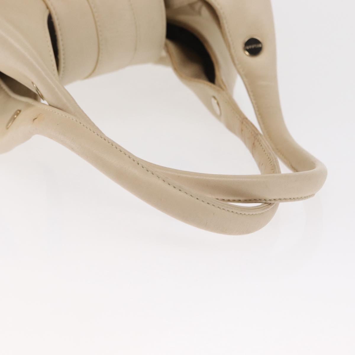 BVLGARI Chandra Hand Bag Leather Canvas Beige Brown Auth bs31410