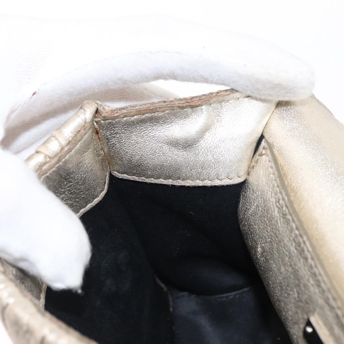 Miu Miu Matelasse Chain Shoulder Bag Leather Champagne Gold Silver Auth bs31411