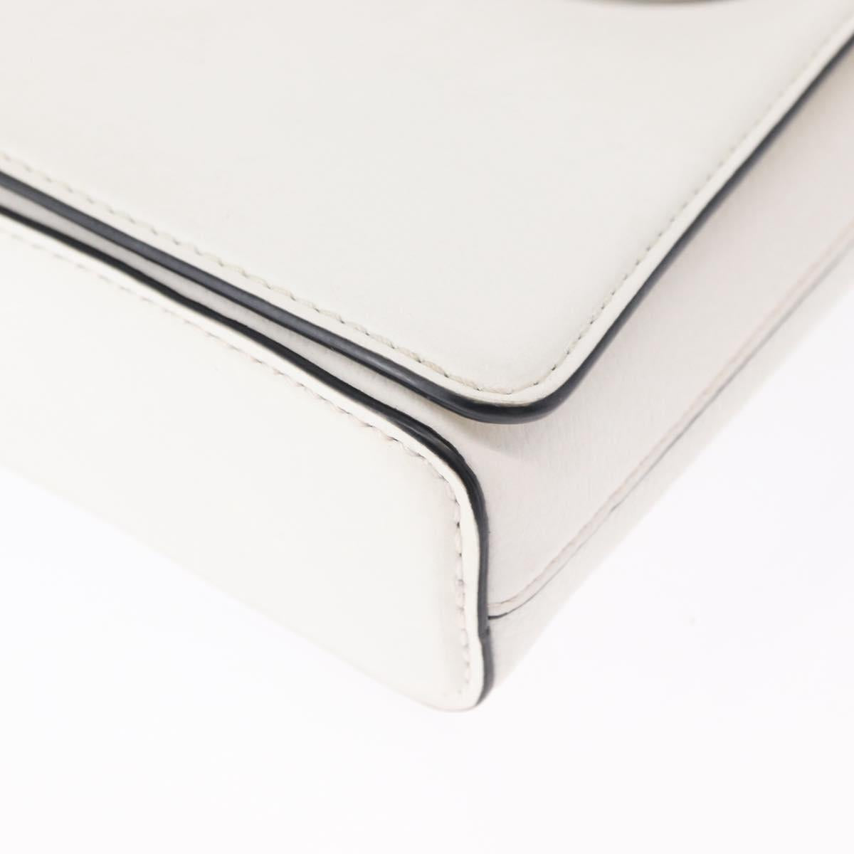 Christian Louboutin Chain Shoulder Bag Leather White Silver Auth bs31412V