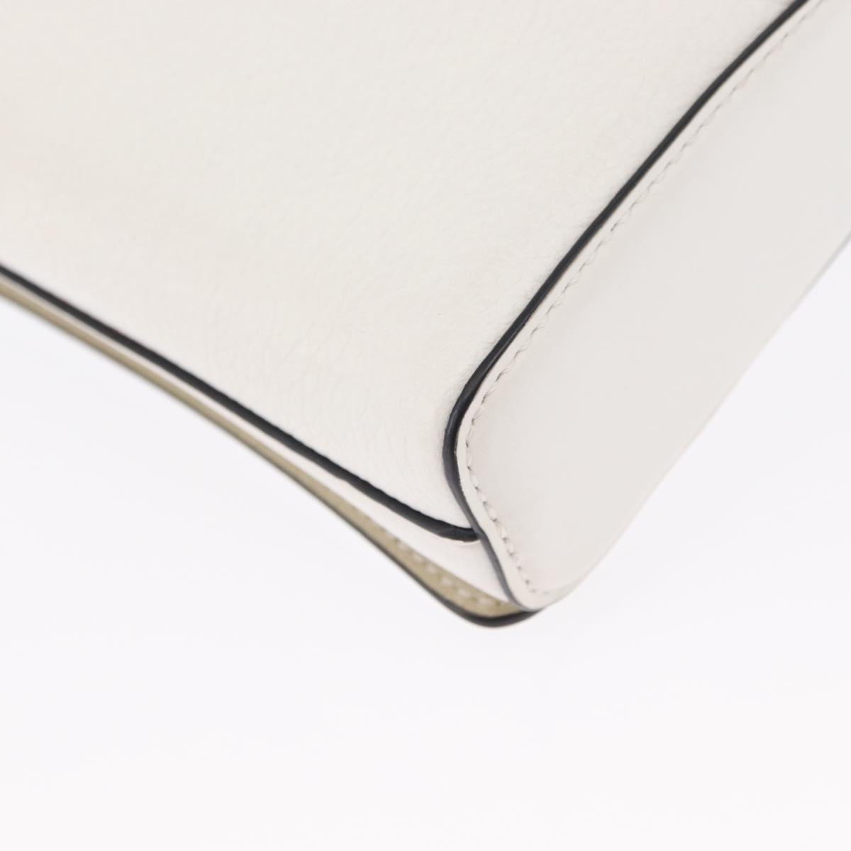 Christian Louboutin Chain Shoulder Bag Leather White Silver Auth bs31412V