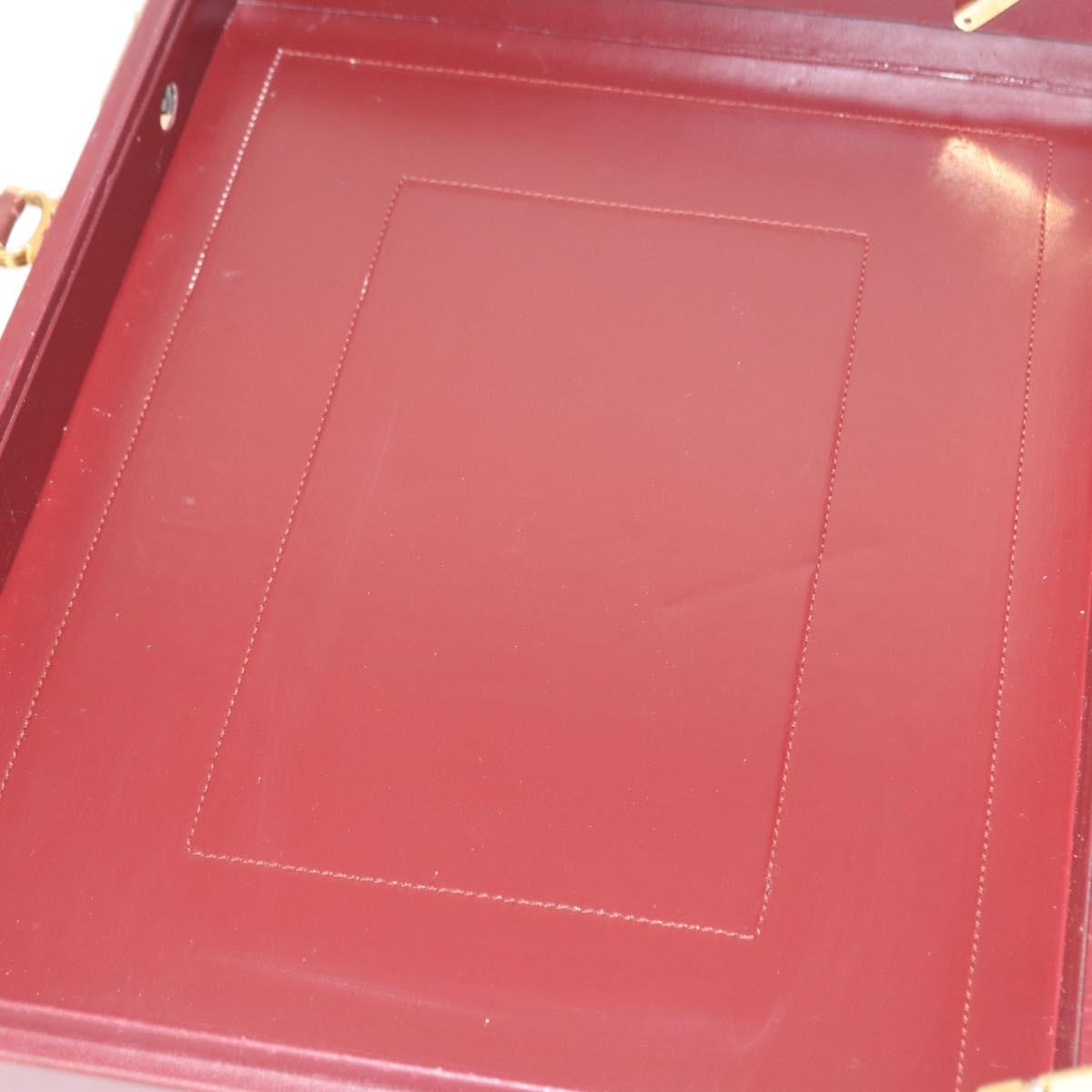 CARTIER Must Line Attache Case Leather Bordeaux Gold Auth bs31413